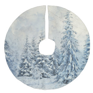 Winter Träd Snö Scene Julgransmatta Fusklinne