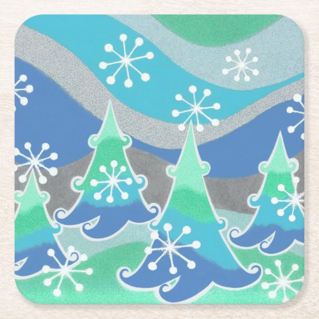 Winter Träd underlägg kvadrat Underlägg Papper Kvadrat (Framsidan)