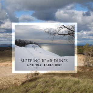 Winter Trail Sjö Michigan, SLeeping Bear Dunes Vykort
