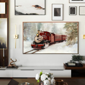 Winter Train Journey Print | Samsung Frame TV Art Poster