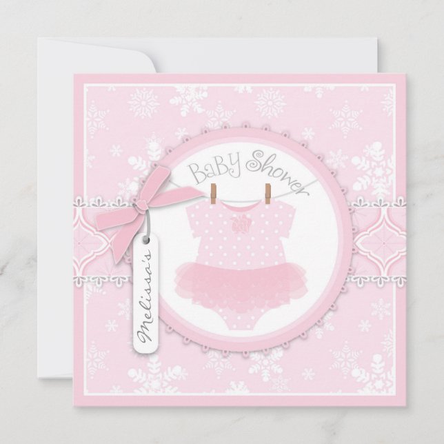 Winter Tutu och Snowflake Print Baby Shower Inbjudningar (Framsida)