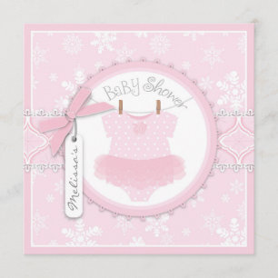 Winter Tutu och Snowflake Print Baby Shower Inbjudningar