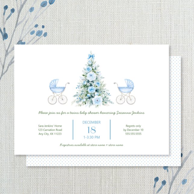 Winter twin boys Baby Shower Invitation Inbjudningar (Skapare uppladdad)