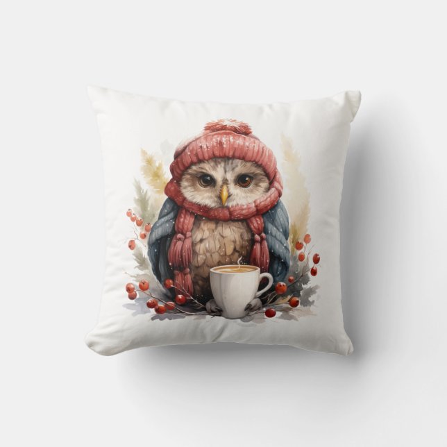 Winter Uggla Dekorativ kudde (Framsida)