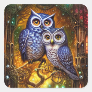 Winter Uggla i Forest Steampunk Gothic Digital Fyrkantigt Klistermärke