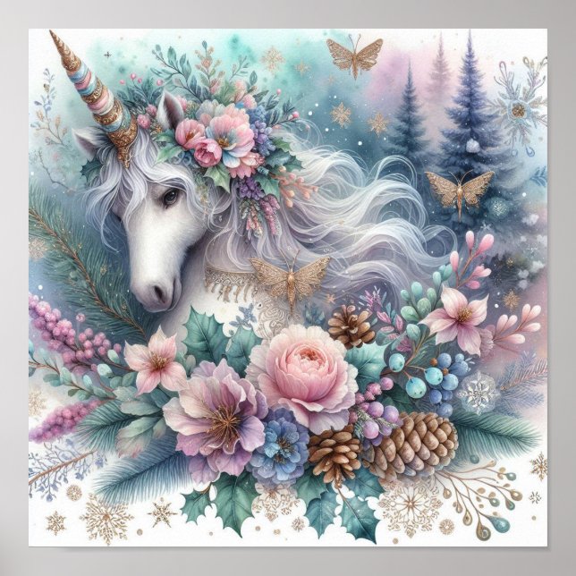 Winter Unicorn Magic Scene 1 Poster (Framsidan)