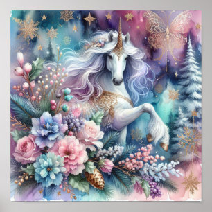 Winter Unicorn Magic Scene 4 Poster