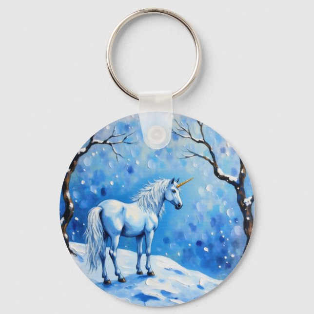 Winter Unicorn Nyckelring (Framsida)