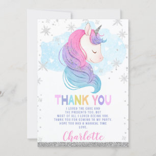 Winter Unicorn Rainbow Birthday Tack för ditt kort