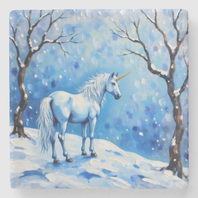 Winter Unicorn Stenunderlägg (Framsidan)