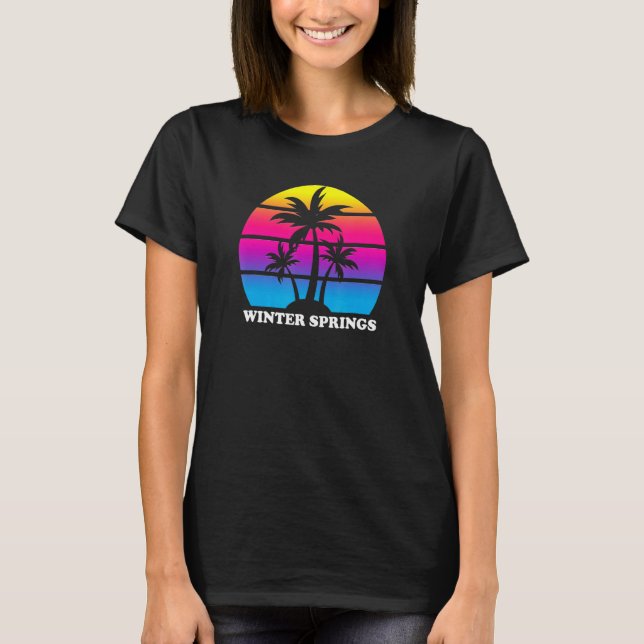 Winter Vår Florida Retro Handflatan Träd Sunset Va T Shirt (Framsida)