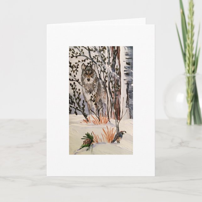 Winter Varg Notecard Helgkort (Framsida)