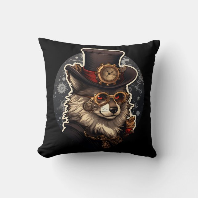 Winter varg steampunk kudde (Framsida)