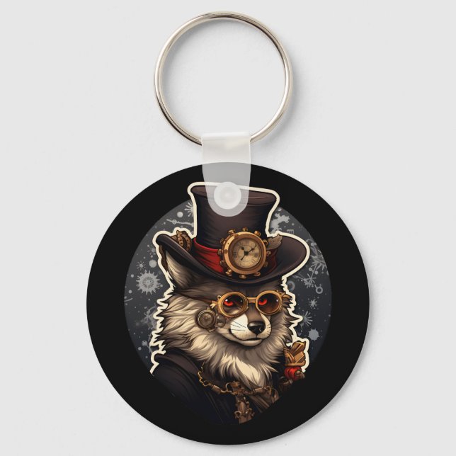 Winter varg steampunk nyckelring (Framsida)