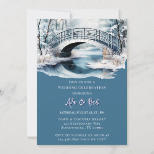 Winter Vatten Stream Bridge Bröllop Firande Inbjudningar