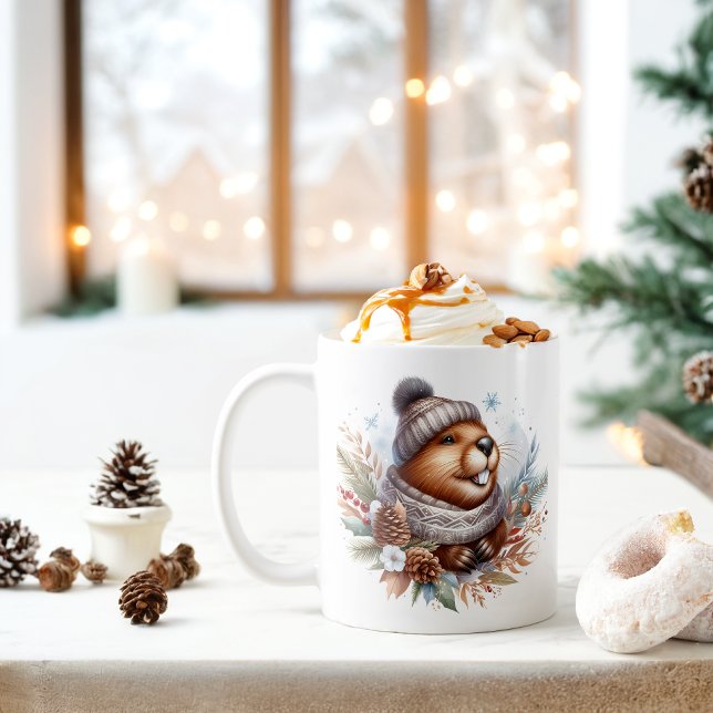 Winter Vibes Beaver - Kaffemugg (Skapare uppladdad)