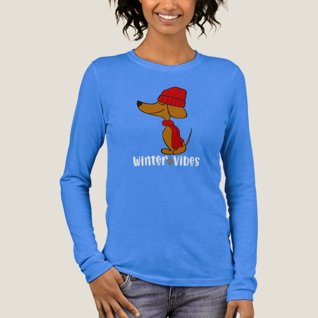 Winter Vibes Dachshund T-Shirt (Framsida)