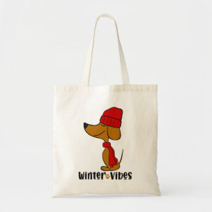 Winter Vibes Dachshund Tote Bag Tygkasse