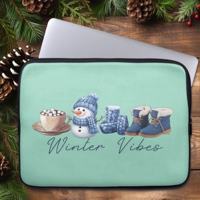 Winter Vibes Friendly Snögubbe Laptop Fodral (Skapare uppladdad)