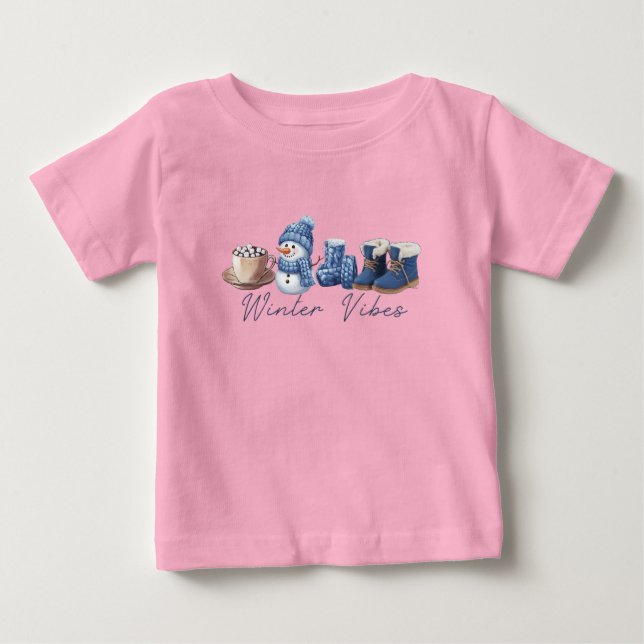 Winter Vibes Friendly Snögubbe T Shirt (Framsida)