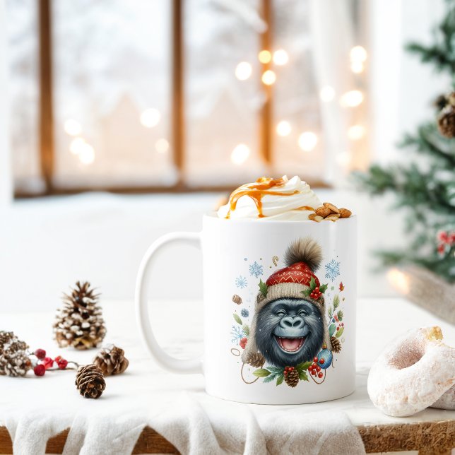 Winter Vibes Lycklig Gorilla - Kaffemugg (Skapare uppladdad)