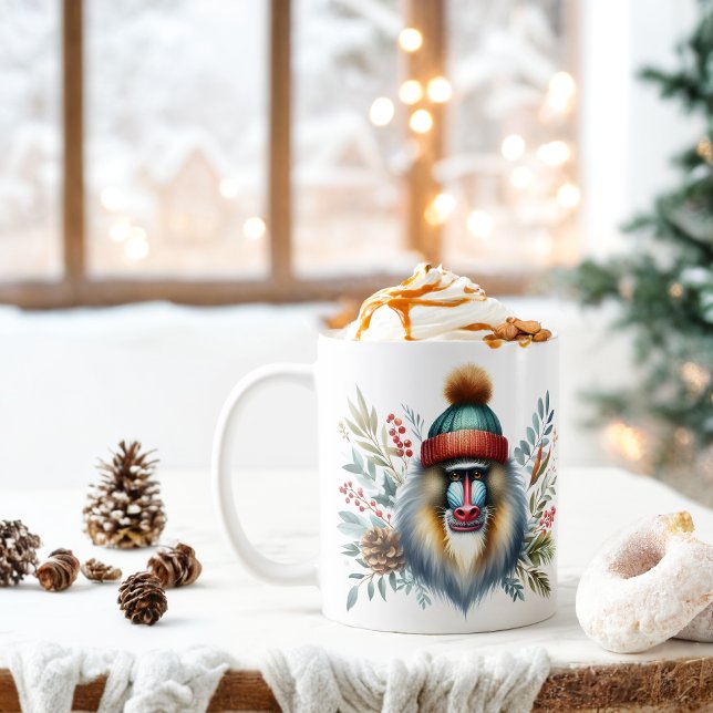 Winter Vibes Mandrill Monkey - Kaffemugg (Skapare uppladdad)