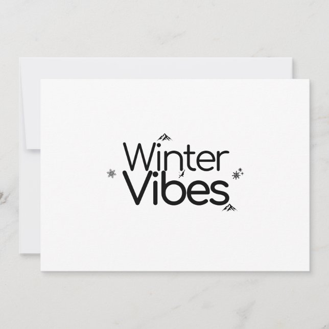 Winter Vibes - Minimalistisk snöflake och berg Julkort (Framsida)