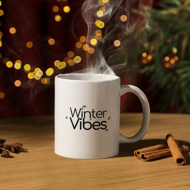Winter Vibes - Minimalistisk snöflake och berg Kaffemugg (Skapare uppladdad)