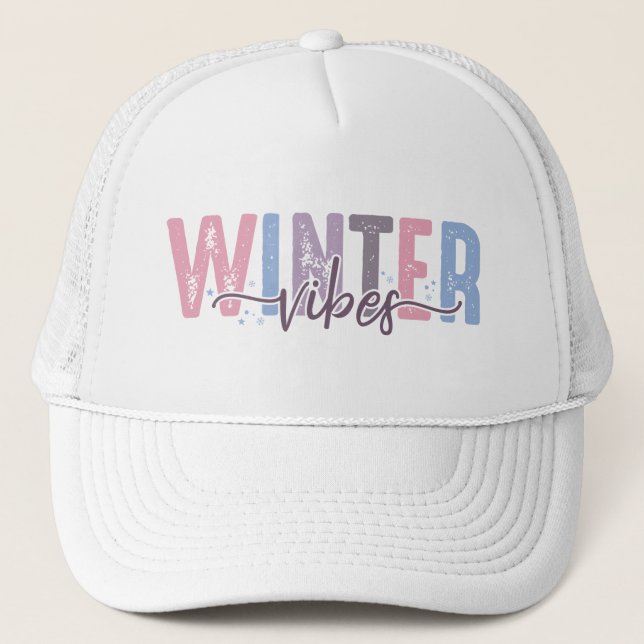 Winter Vibes - Mjuk pastelltypografi Keps (Framsida)