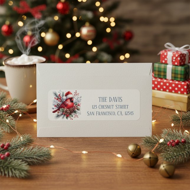 Winter Vibes Northern Kardinal - Returadress Etikett (Skapare uppladdad)