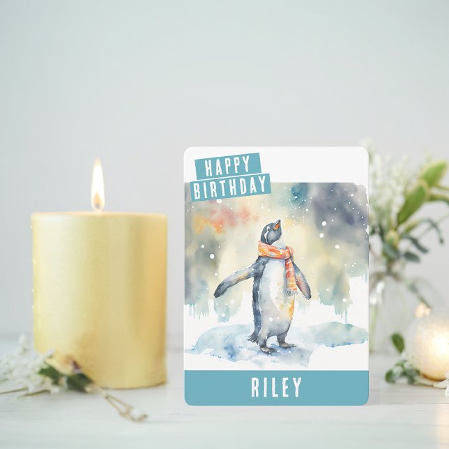 Winter vibes Penguin Birthday Card Julkort (Skapare uppladdad)
