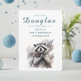 Winter vibes Raccoon - födelsedagsinbjudan Inbjudningar