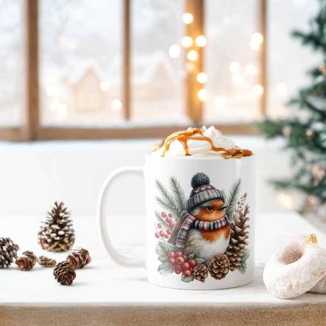 Winter Vibes Robin - Kaffemugg (Skapare uppladdad)