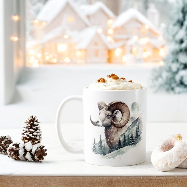 Winter Vibes Rocky Mountain Bighorn Sheep - Kaffemugg (Skapare uppladdad)