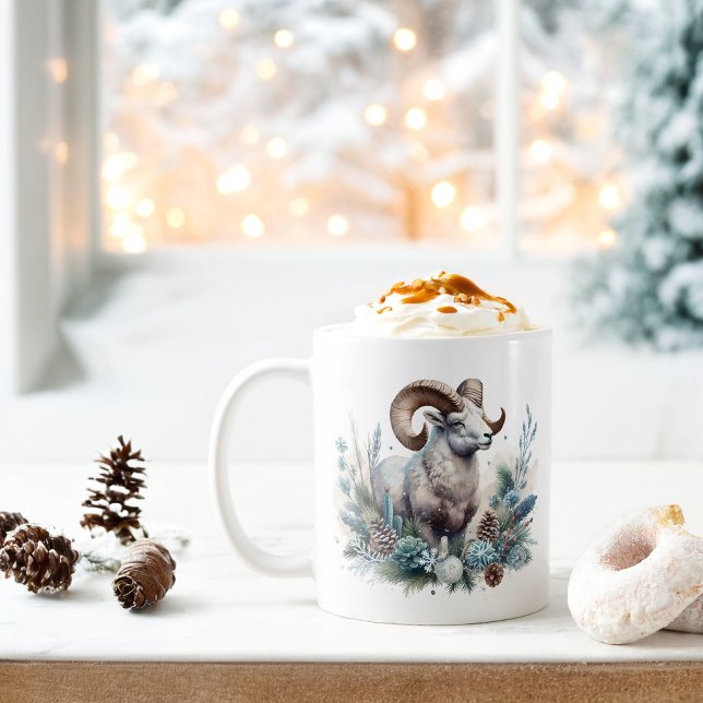 Winter Vibes Rocky Mountain Bighorn Sheep - Kaffemugg (Skapare uppladdad)