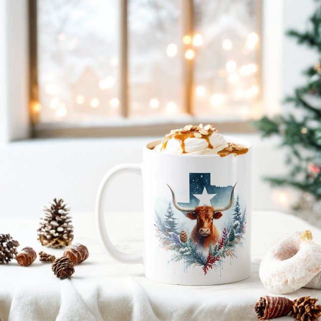 Winter Vibes Texas Longhorn - Kaffemugg (Skapare uppladdad)