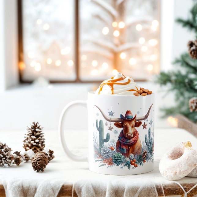 Winter Vibes Texas Longhorn - Kaffemugg (Skapare uppladdad)