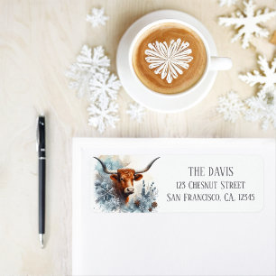 Winter Vibes Texas Longhorn - Returadress Etikett