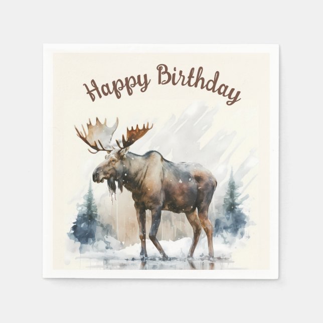 Winter vibes Vattenfärgsmos - Födelsedagsfest - Pappersservett (Framsidan)