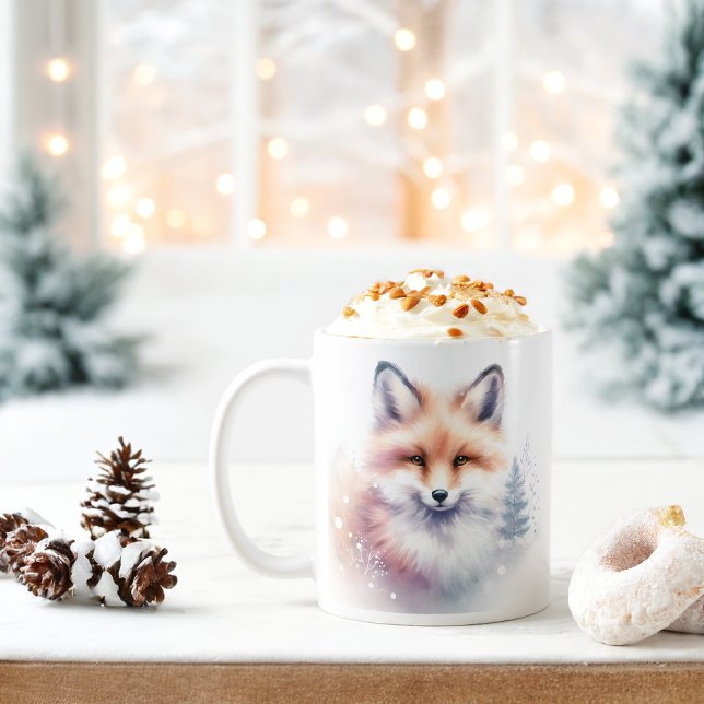 Winter Vibes Watercolor Baby Fox - Kaffemugg (Skapare uppladdad)