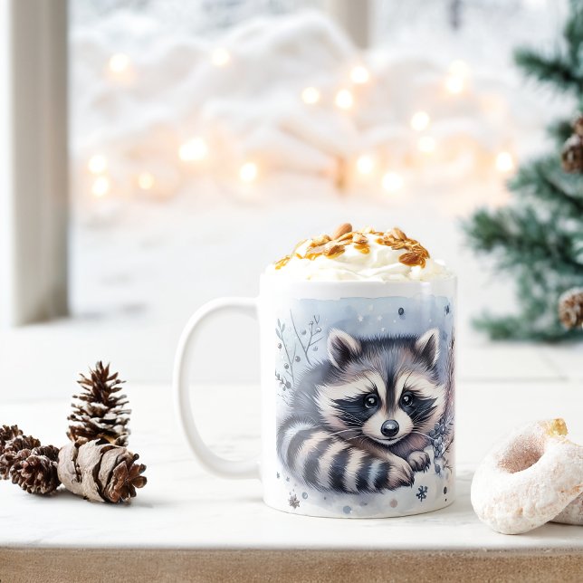 Winter Vibes Watercolor Baby Raccoon - Kaffemugg (Skapare uppladdad)