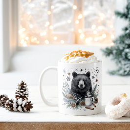 Winter Vibes Watercolor Black Bear - Kaffemugg