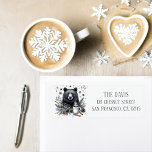 Winter Vibes Watercolor Black Bear Returadress Returadress Etikett<br><div class="desc">Vintern visar returetiketter med vattenfärgen Black Bear. Anpassade.</div>
