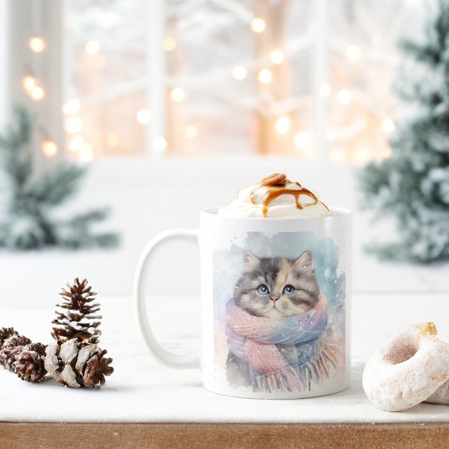 Winter Vibes Watercolor Cat - Kaffemugg (Skapare uppladdad)