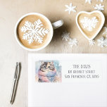 Winter Vibes Watercolor Cat Returadress Returadress Etikett<br><div class="desc">Vintern visar returetiketter med söt vattenfärg Katt. Anpassade.</div>