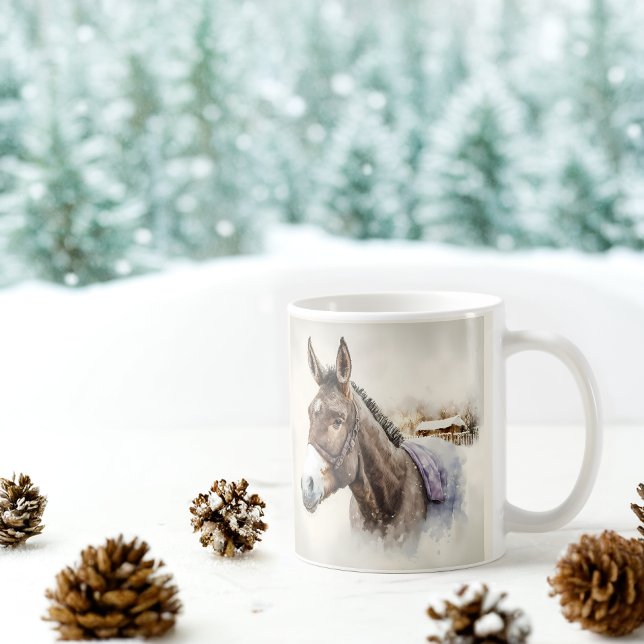 Winter Vibes Watercolor Donkey Kaffemugg (Skapare uppladdad)