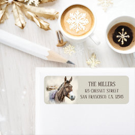 Winter Vibes Watercolor Donkey-Returadress Returadress Etikett