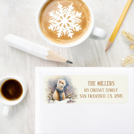Winter Vibes Watercolor Ermine-Returadress Returadress Etikett