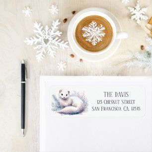 Winter Vibes Watercolor Ermine-Returadress Returadress Etikett