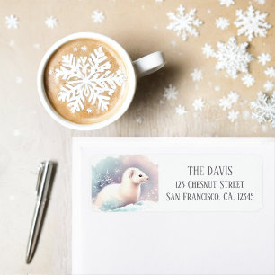 Winter Vibes Watercolor Ermine-Returadress Returadress Etikett
